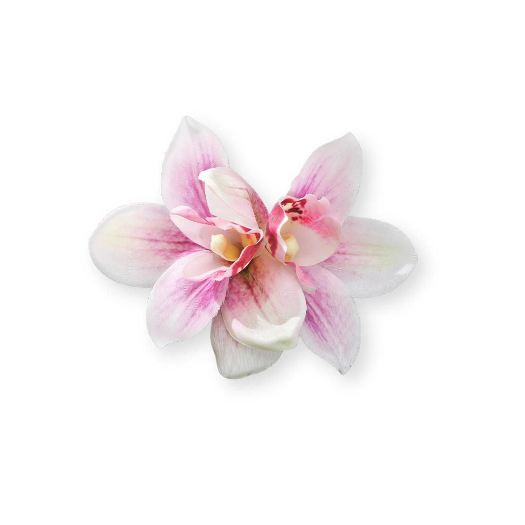 Pince à cheveux fleurs d’orchidées en tissu Rose - Chic & Coquette