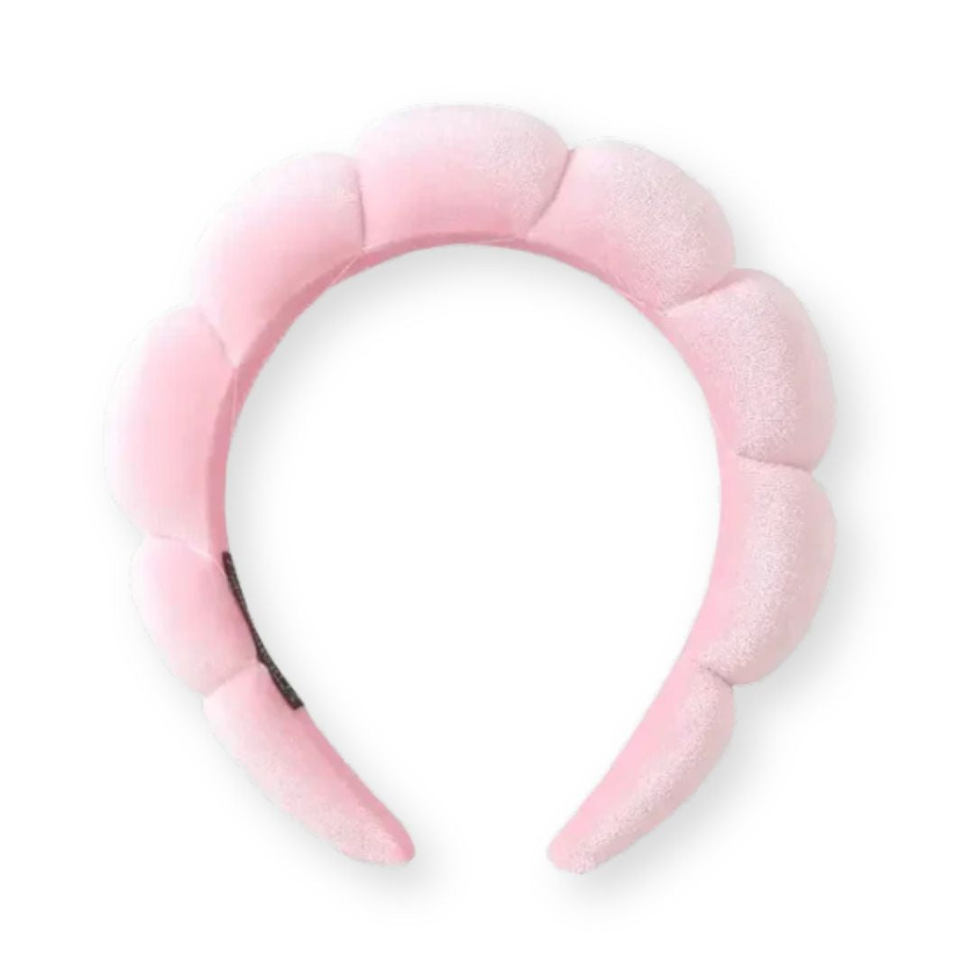 Serre-Tête Éponge pour Maquillage et Soins Visage Rose - Chic & Coquette