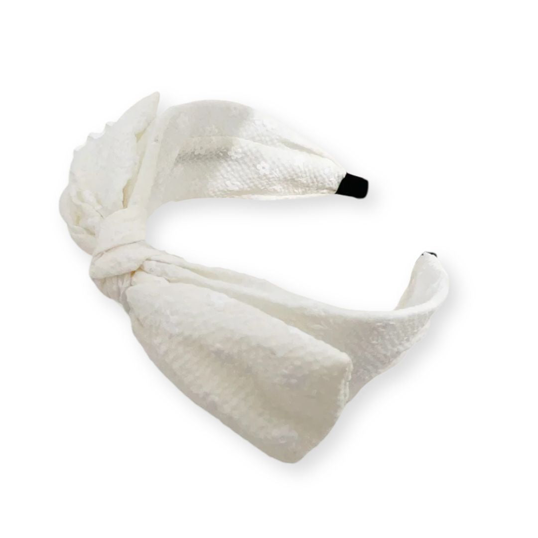Serre-tête grand nœud papillon petites fleurs Blanc - Chic & Coquette