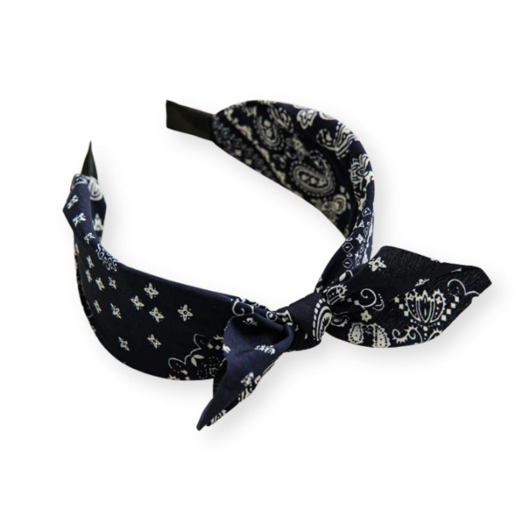 Serre tête Nœud Bandana Paisley Bleu foncé - Chic & Coquette