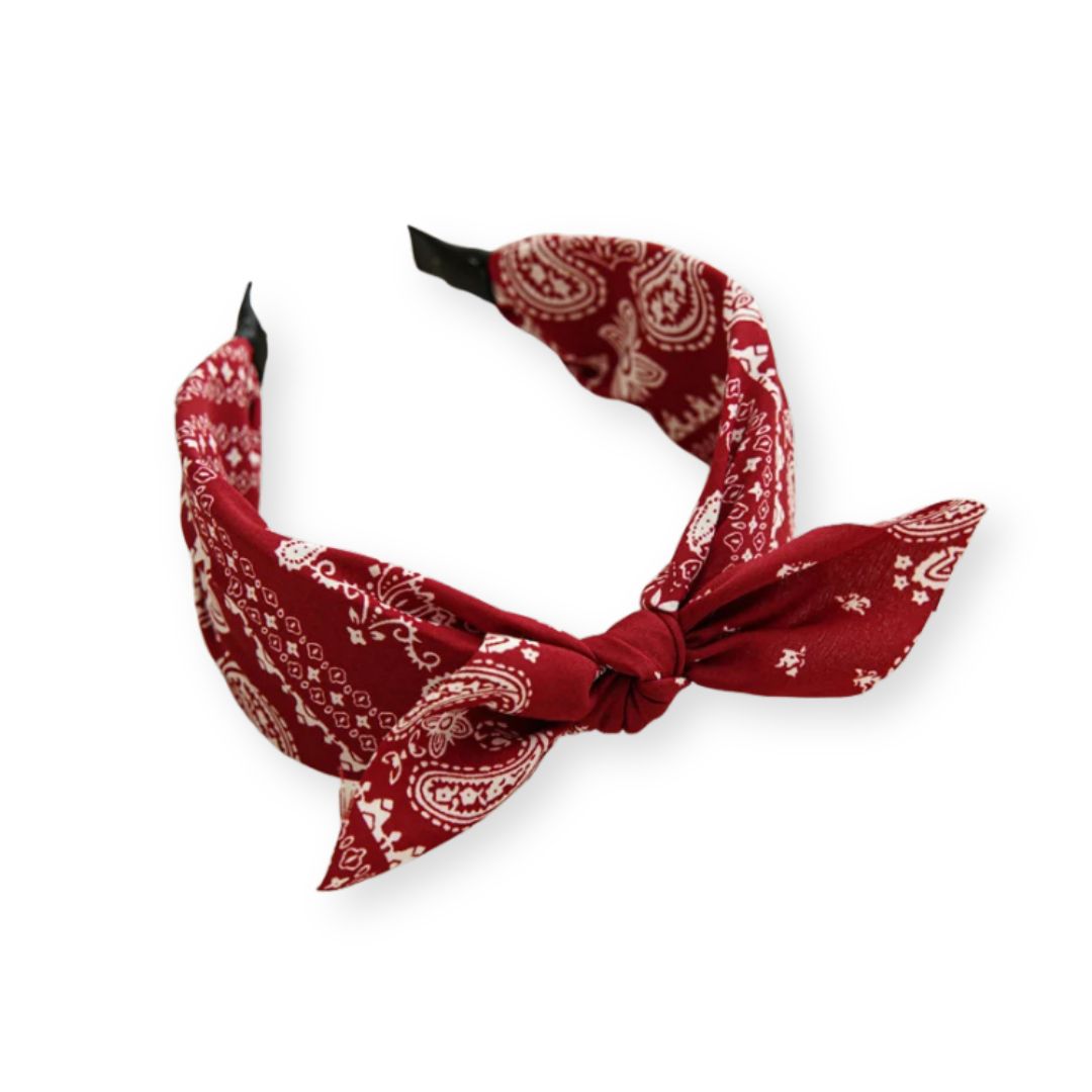Serre tête Nœud Bandana Paisley Rouge foncé - Chic & Coquette
