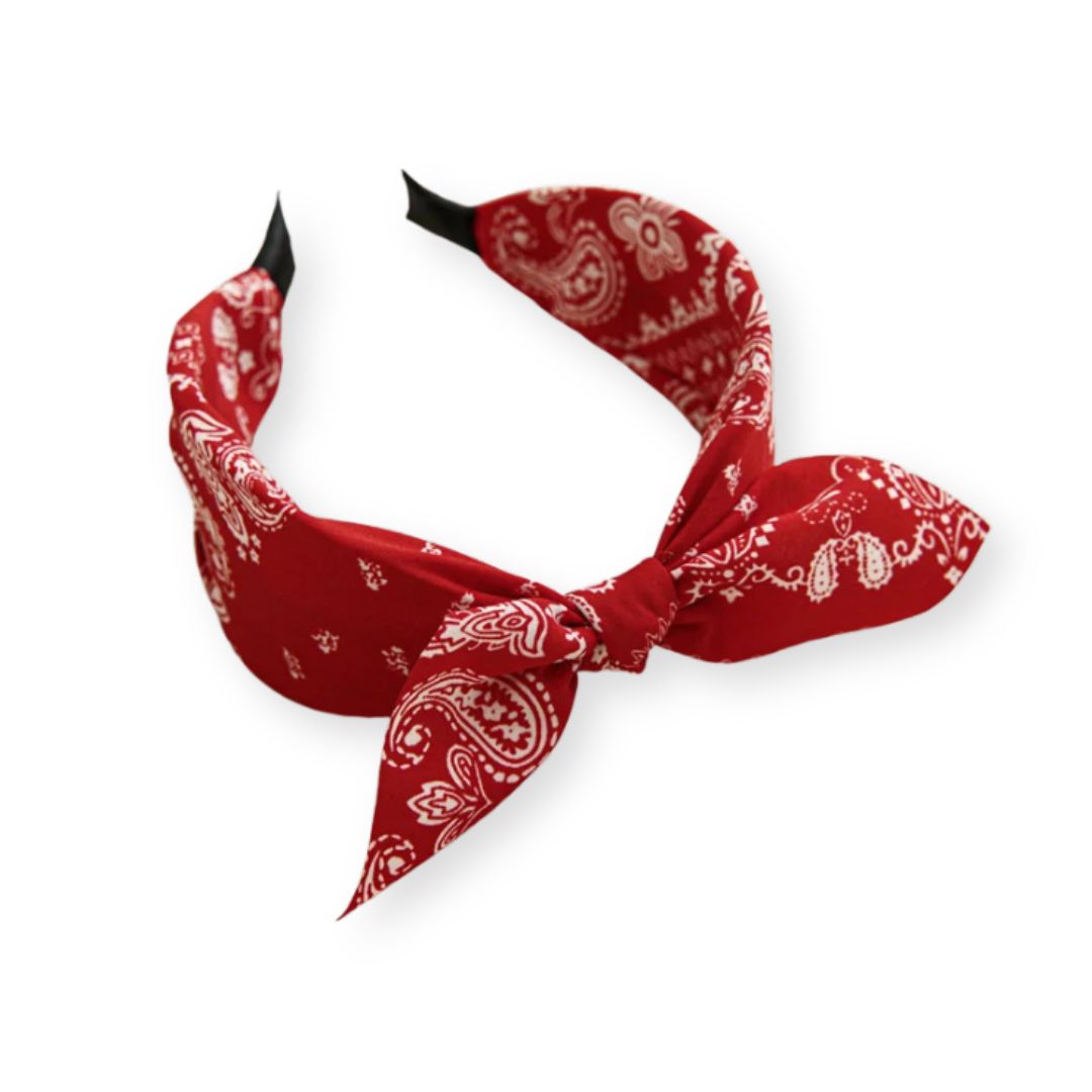 Serre tête Nœud Bandana Paisley Rouge - Chic & Coquette
