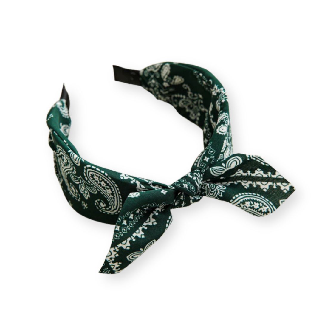 Serre tête Nœud Bandana Paisley Vert - Chic & Coquette