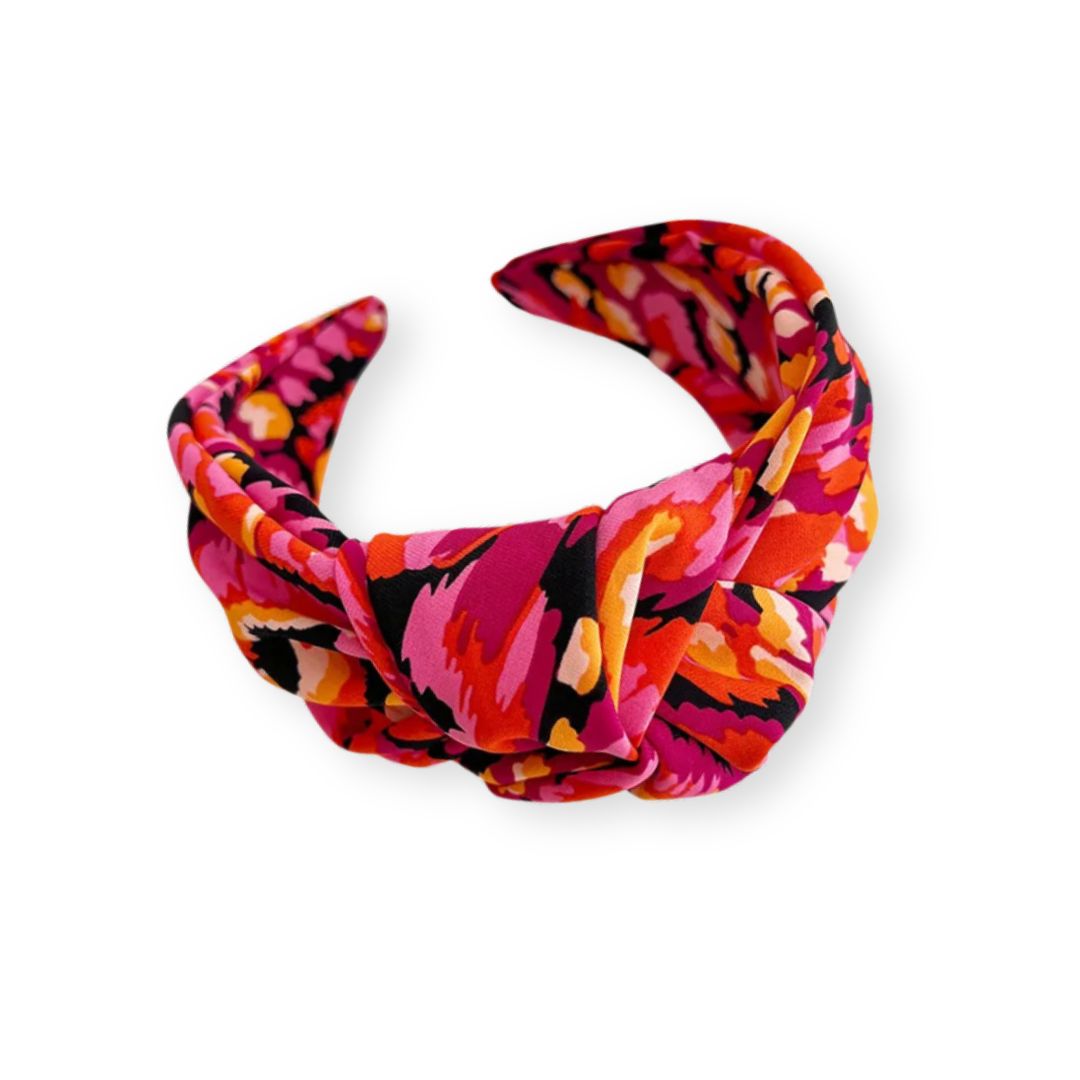 Serre-tête grand nœud en satin tie-dye Rouge - Chic & Coquette