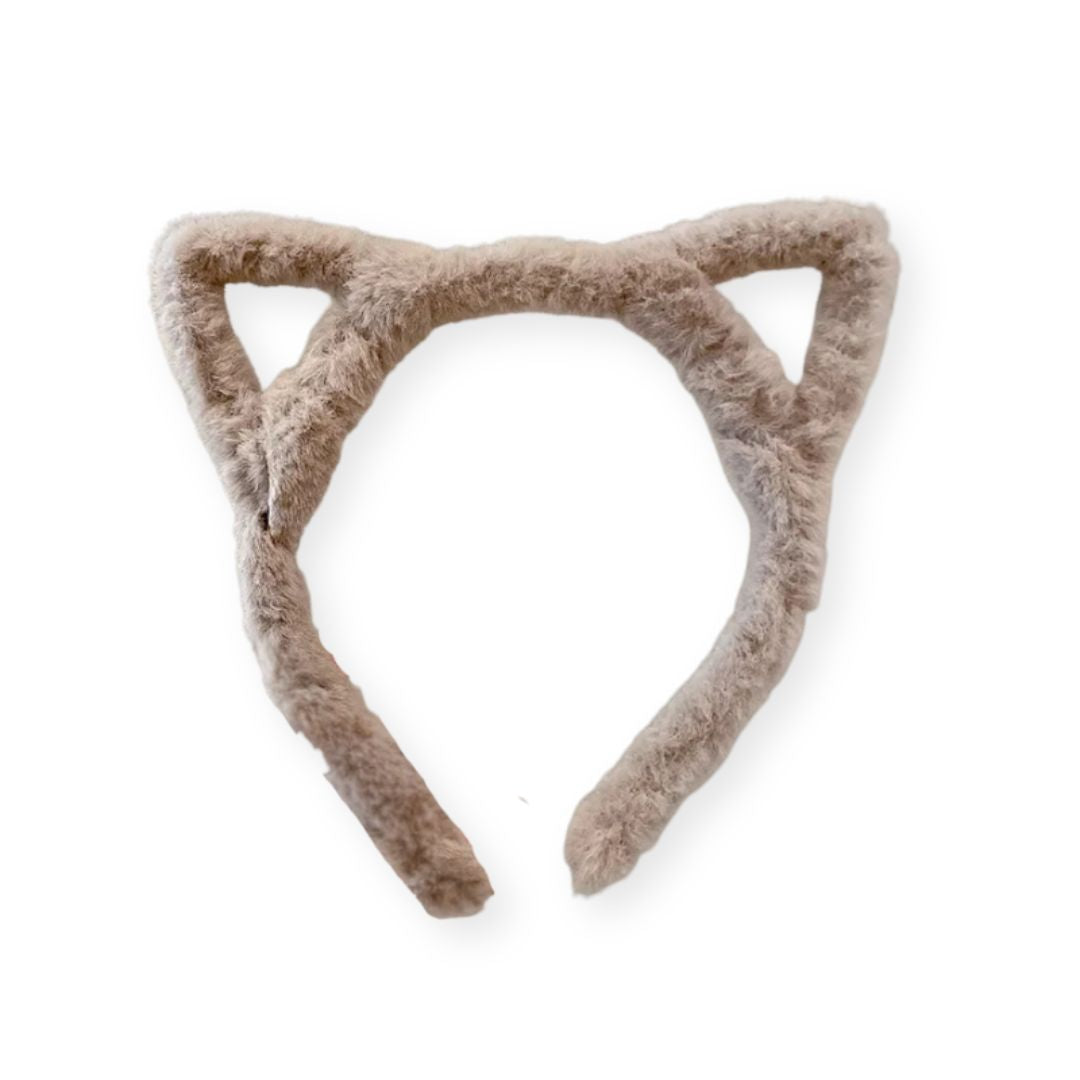 Serre Tête Oreilles de Chat en Peluche – Fourrure douce, confortable Kaki - Chic & Coquette