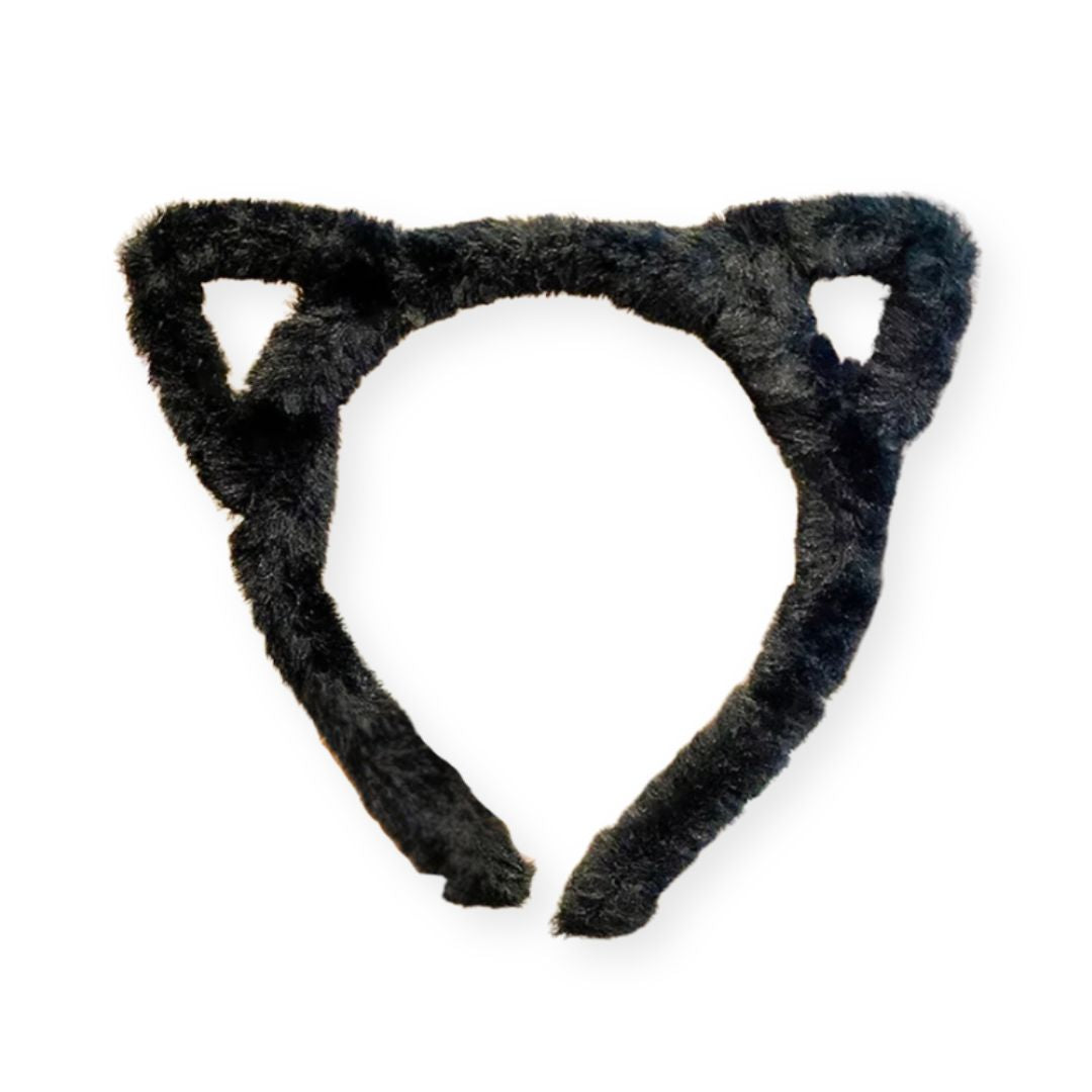 Serre Tête Oreilles de Chat en Peluche – Fourrure douce, confortable Noir - Chic & Coquette