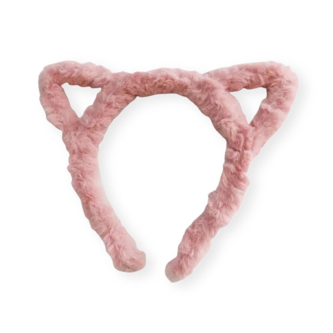 Serre Tête Oreilles de Chat en Peluche – Fourrure douce, confortable Rose poudré - Chic & Coquette