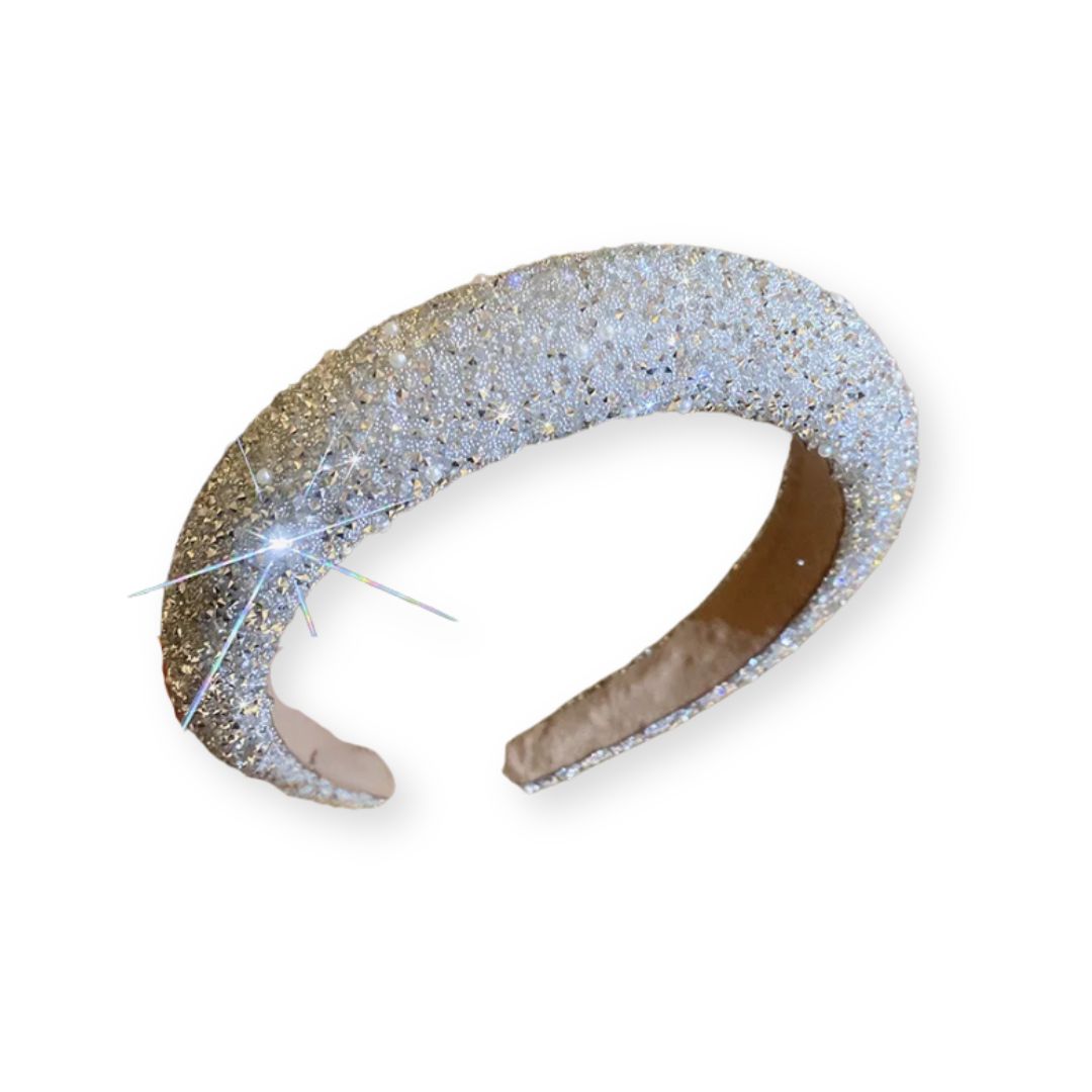 Serre-tête antidérapant orné de strass et de perles Argent - Chic & Coquette