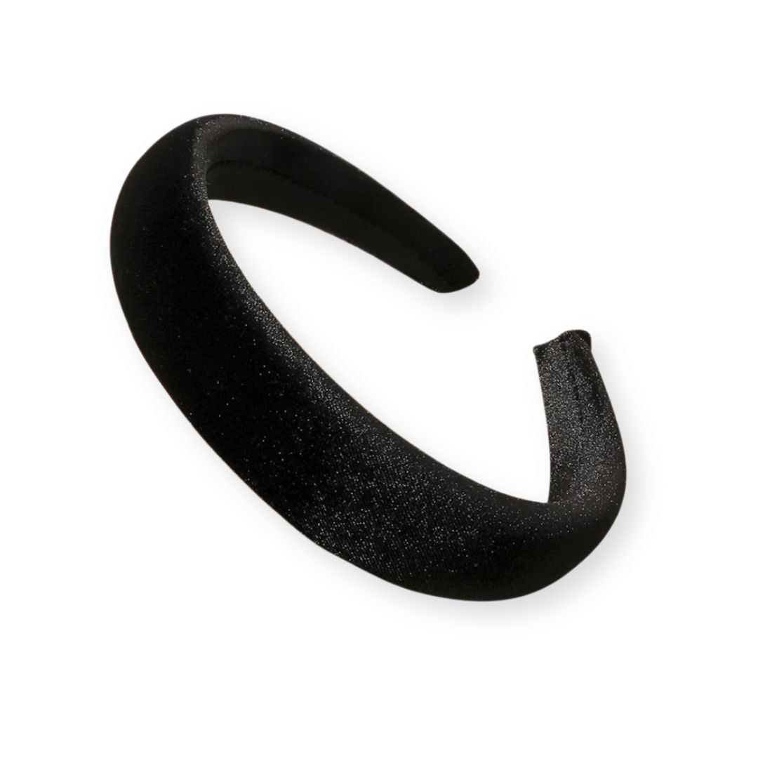 Serre-Tête en Velours Doux et Brillant Noir - Chic & Coquette