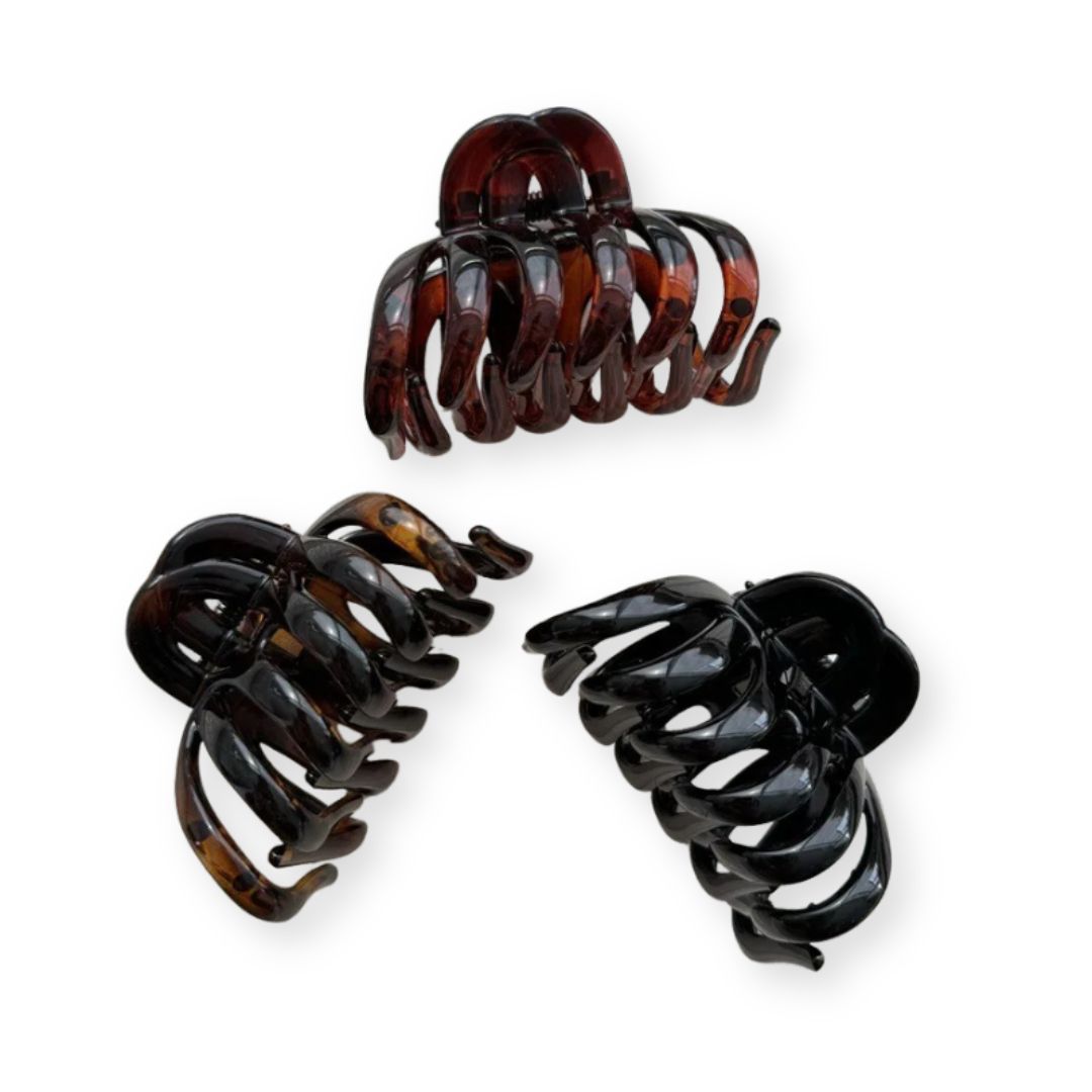 Grande pince à cheveux crabe en plastique – Pince chic cheveux épais Gris - Chic & Coquette