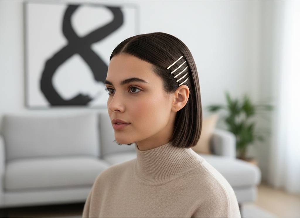 femme avec des accessoires cheveux pour cheveux courts