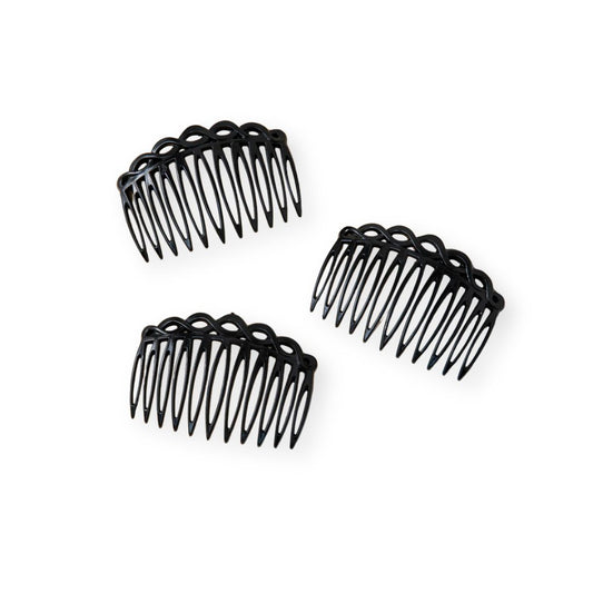 Lot de 3 Peignes cheveux torsadés et courbés – 11 dents, 8cm Noir - Chic & Coquette