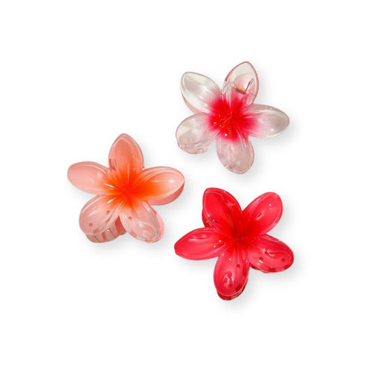 Pinces à cheveux fleurs XXL transparentes Rouge - Chic & Coquette