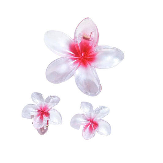 Lot de 3 pinces à cheveux fleurs d’été blanches et colorées, tendance Rose - Chic & Coquette