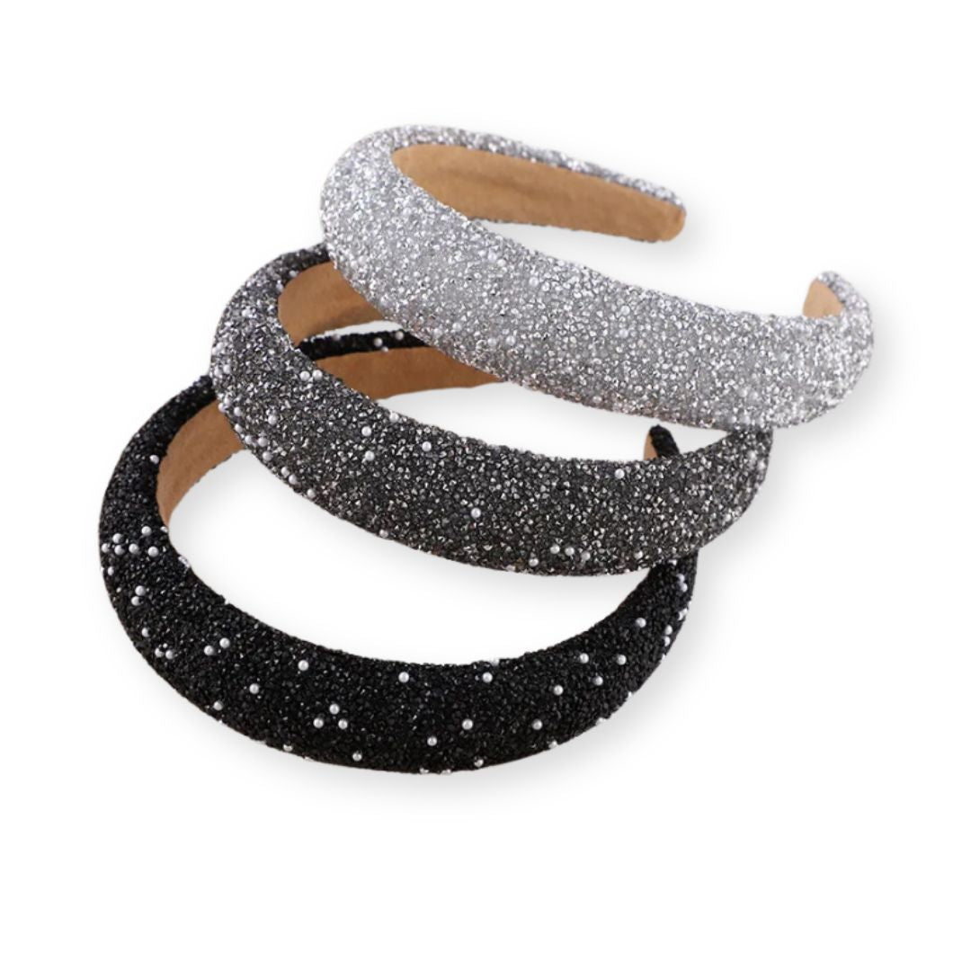 3 serre-têtes perles de couleurs gris, gris foncé et noir - Chic & Coquette
