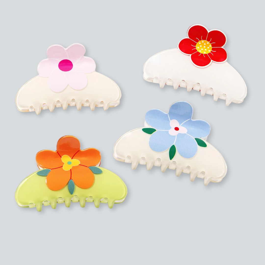 Pince à cheveux crabe - Fleurs Quatre Saisons - Chic & Coquette