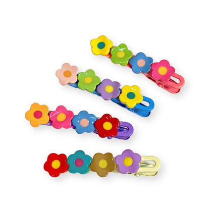 4 barrettes cheveux mini fleurs colorées - Chic & Coquette