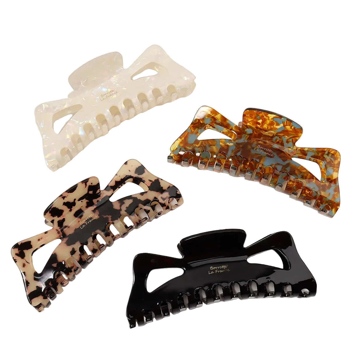 4 grandes pinces cheveux crabe en noeud papillon en acétate - Chic & Coquette