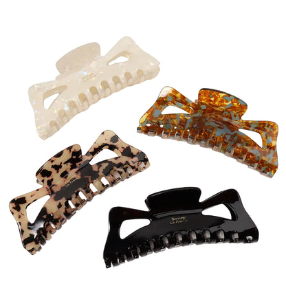4 grandes pinces cheveux crabe en noeud papillon en acétate - Chic & Coquette