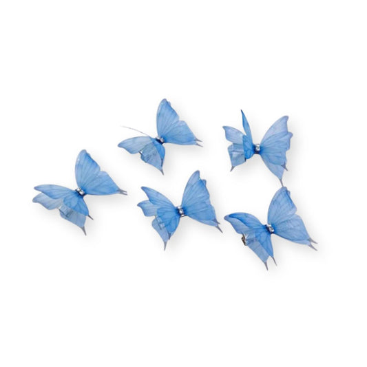 Pinces à cheveux papillon en maille double couche Bleu - Chic & Coquette
