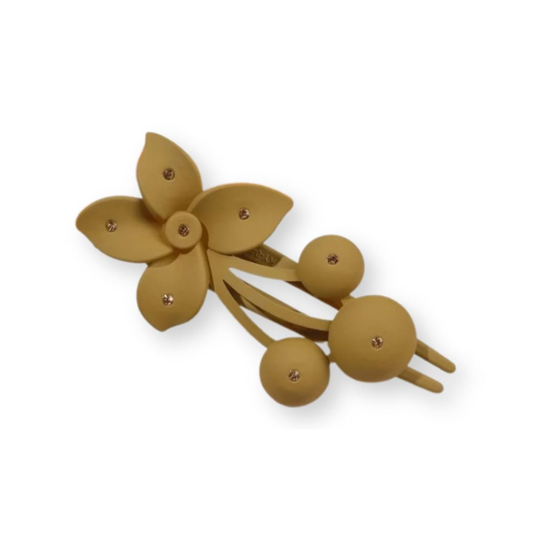 Pince à cheveux fleur mat en acrylique – Bec canard 10,5 cm Marron - Chic & Coquette