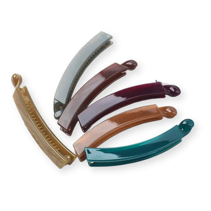 6 pinces à cheveux banane givrée solide plastique de différentes couleurs - Chic & Coquette