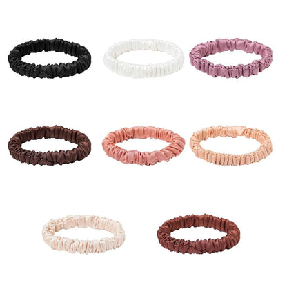 8 mini chouchous élastique cheveux imitation soie de différentes couleurs - Chic & Coquette