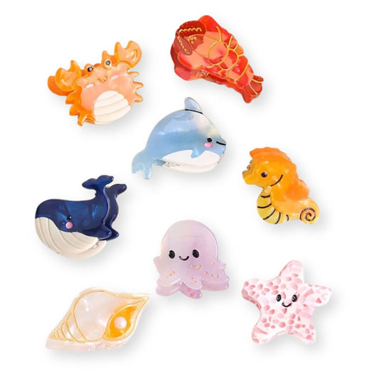 Lot de 8 petites pinces à cheveux animaux en acétate Default Title - Chic & Coquette