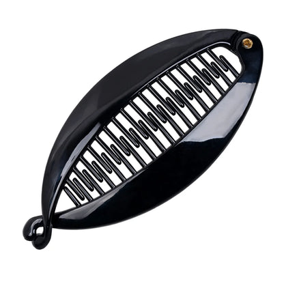 Grande pince à cheveux banane translucide noir pour queue de cheval - Chic & Coquette