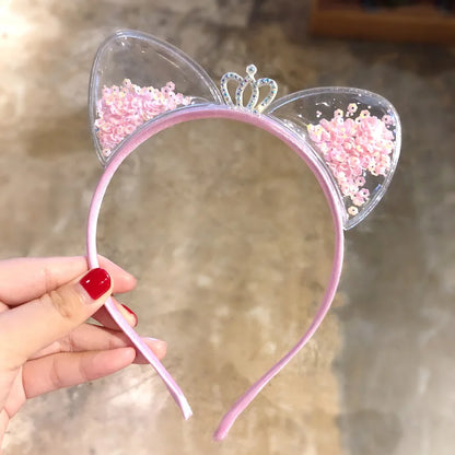 Serre-tête oreilles de chat à paillettes brillantes – coloris rose - Chic & Coquette