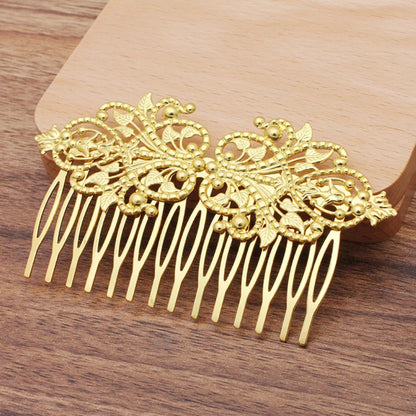 Peigne à cheveux en métal fleurs vintages Or - Chic & Coquette