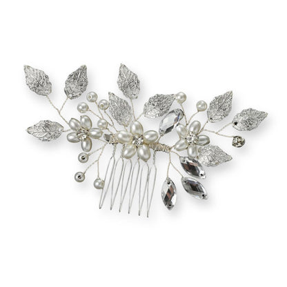 Peigne cheveux mariage élégant avec perles, strass & cristaux 1 - Chic & Coquette