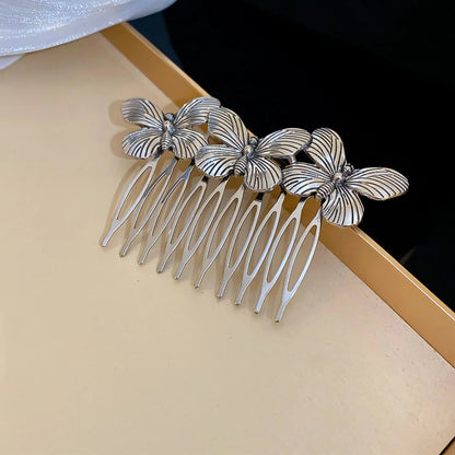 Peigne à cheveux métal argenté avec papillon élégant Argent 2 - Chic & Coquette