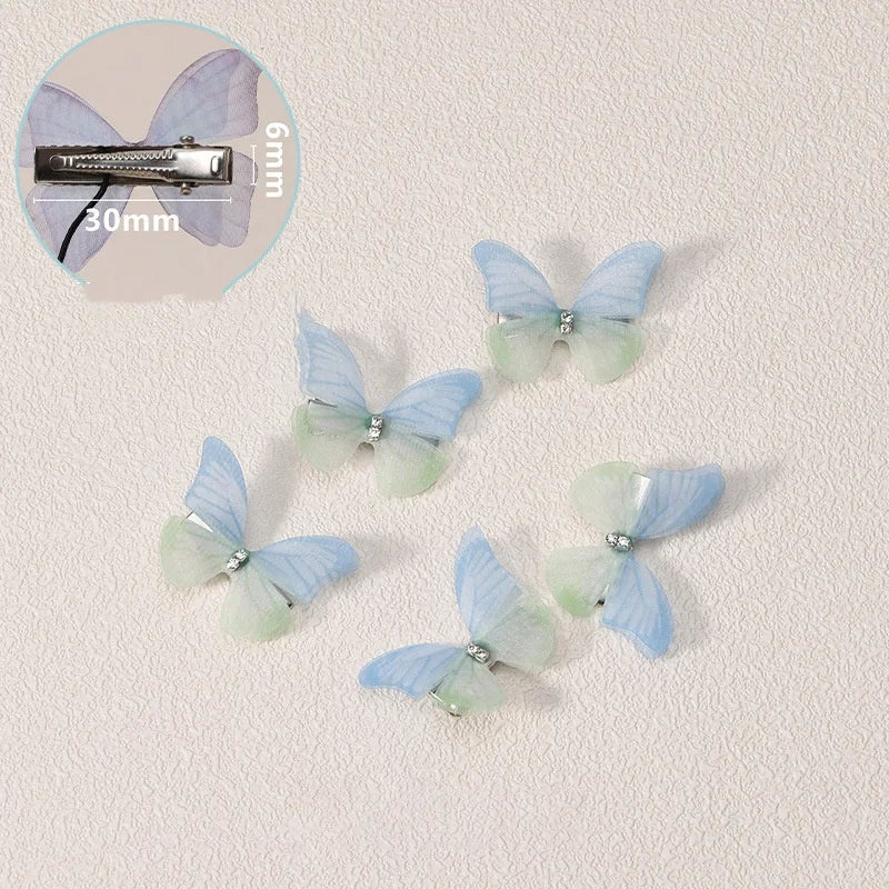 Pinces à cheveux papillon en maille double couche Turquoise - Chic & Coquette