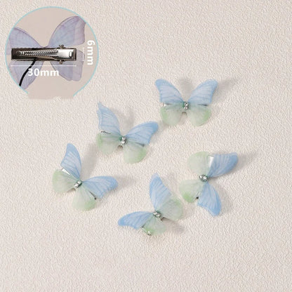 Pinces à cheveux papillon en maille double couche Turquoise - Chic & Coquette