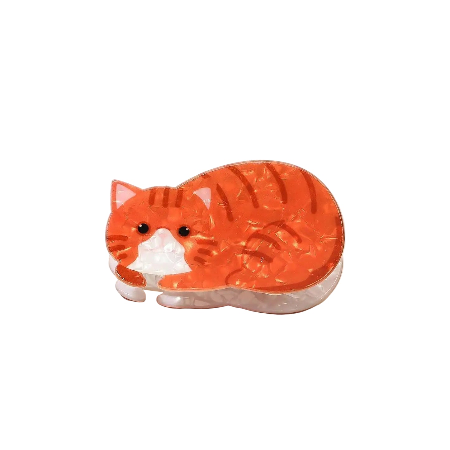 Pince à cheveux petit chat en acrylique roux - Chic & Coquette