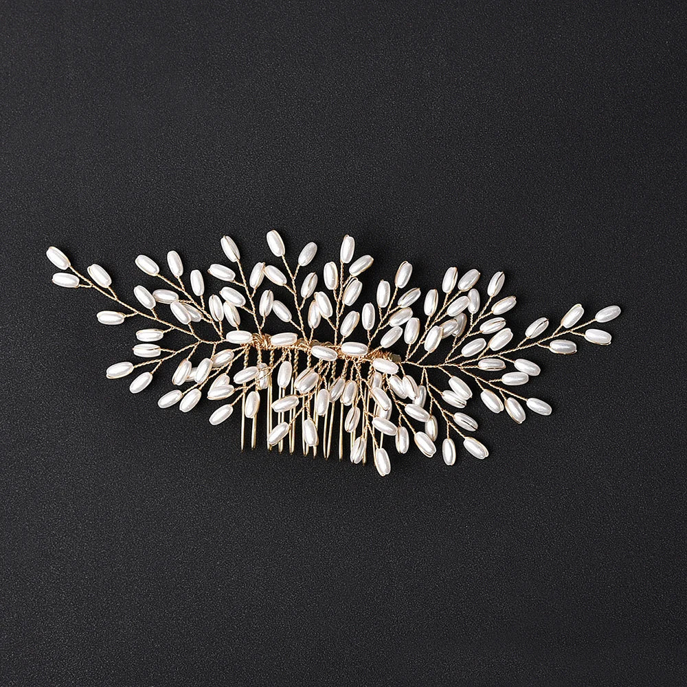 Peigne cheveux mariage élégant avec perles, strass & cristaux 23 - Chic & Coquette