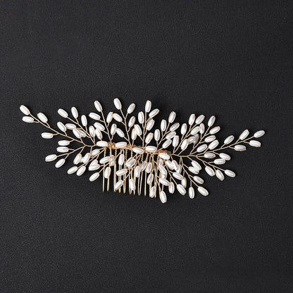 Peigne cheveux mariage élégant avec perles, strass & cristaux 23 - Chic & Coquette