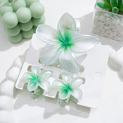 Lot de 3 pinces à cheveux fleurs d’été blanches et colorées, tendance Vert - Chic & Coquette