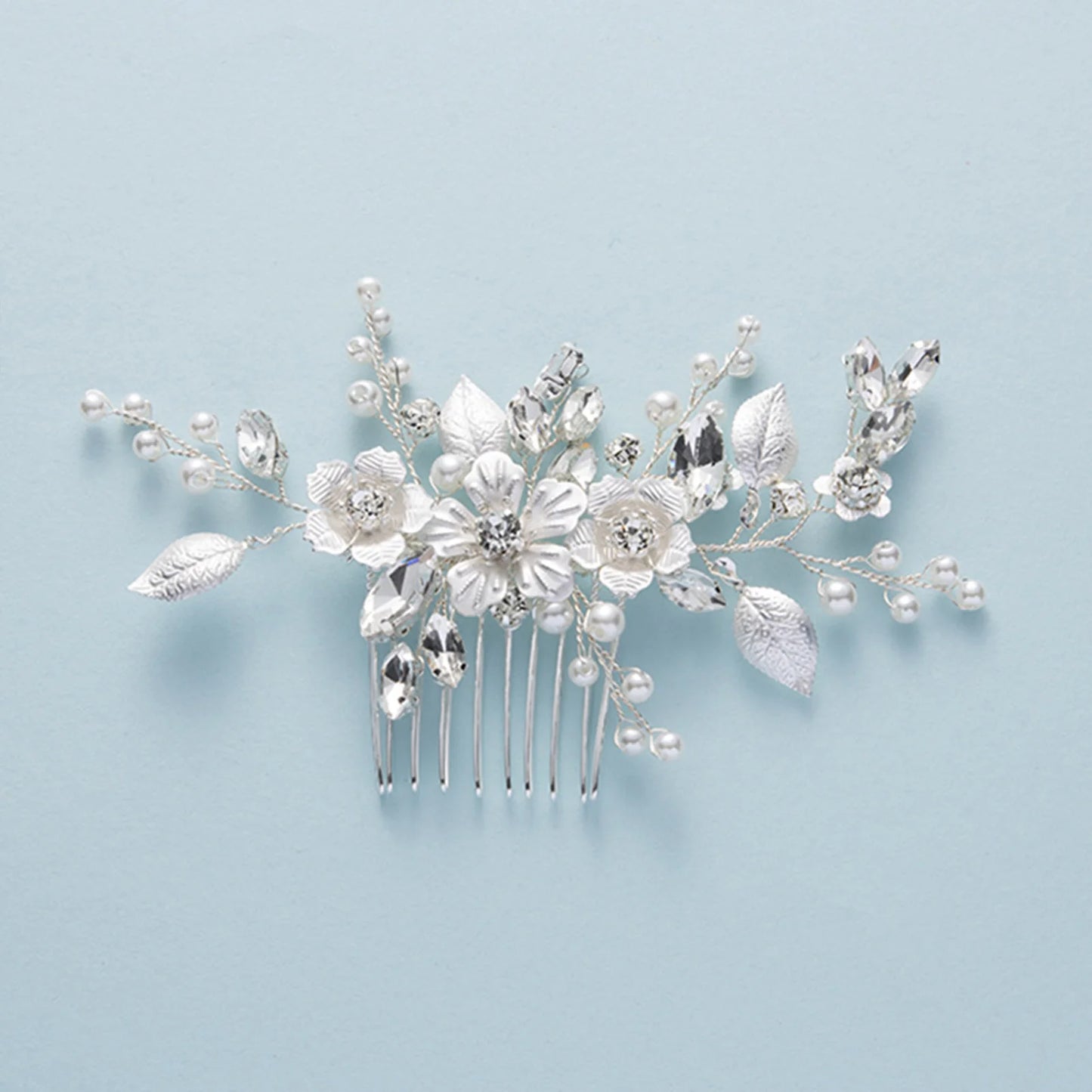 Peigne cheveux mariage élégant avec perles, strass & cristaux 14 - Chic & Coquette