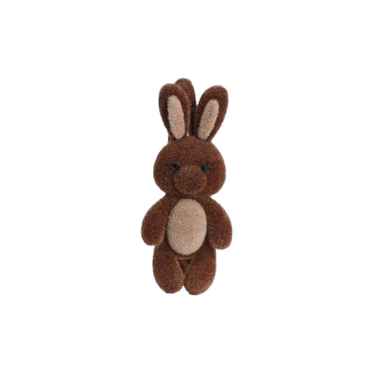 Pince à cheveux doux lapin velours marron vue de face - Chic & Coquette