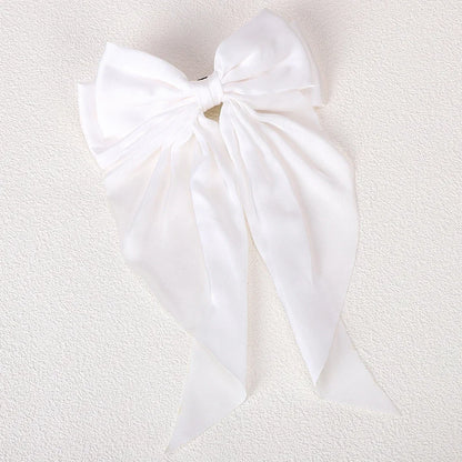 Barrette cheveux avec grand noeud en organza uni Rouge - Chic & Coquette
