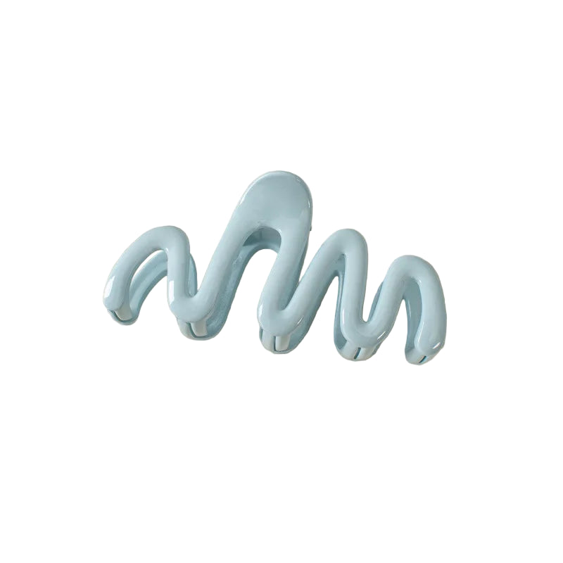 Pince à cheveux en forme de vague ondulée de couleur bleu ciel - Chic & Coquette