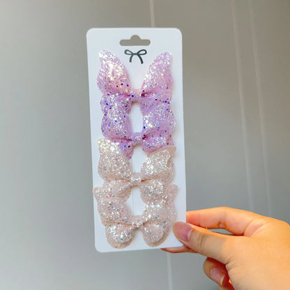 4 barrettes bébé fille nœud papillon brillant à paillettes 11 - Chic & Coquette