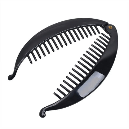 Grande pince à cheveux banane translucide noir pour queue de cheval - griffe ouverte - Chic & Coquette