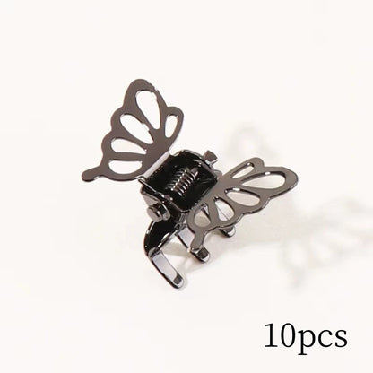 Lot de 10 mini pinces à cheveux papillon ajourées en métal brillant Rose - Chic & Coquette