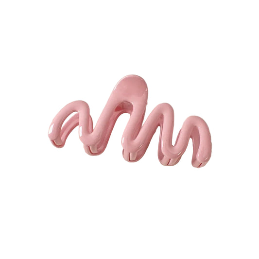Pince à cheveux en forme de vague ondulée de couleur rose - Chic & Coquette