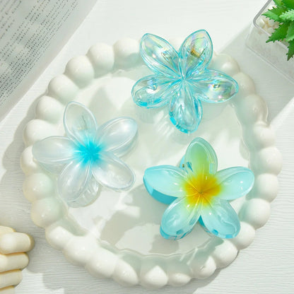 Pinces à cheveux fleurs XXL transparentes Jaune - Chic & Coquette