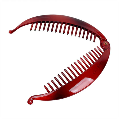 Grande pince à cheveux banane translucide rouge pour queue de cheval - griffe ouverte - Chic & Coquette