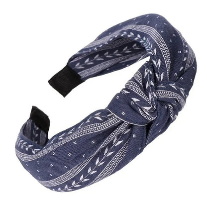 Serre-tête noué en tissu style Bandana Bleu foncé - Chic & Coquette